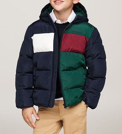 Tommy Hilfiger Puffer Jacket - Colorblock - Ornamental Green/Rou