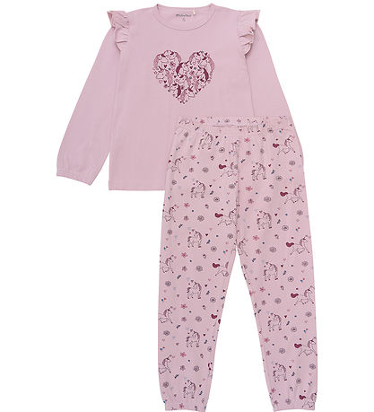 Minymo Pyjama Set - Dawn Pink w. Unicorns