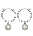 MillaVanilla Earrings - Bead Hoops - Silver