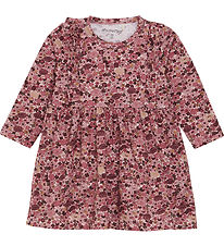 Minymo Bodykleid L/æ - Dusty Rose m. Blumen