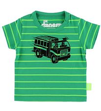 Danefæ T-shirt - Daneallan - Irish Green/Flour Green Fire truck