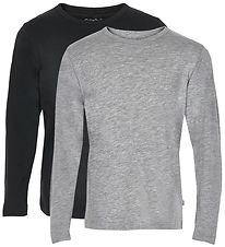 Minymo Tröja - 2-pack - Svart/Gråmelerad