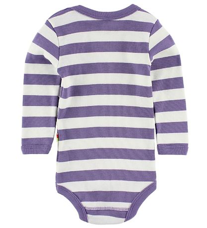 Katvig Romper - l/s - Wit/Paars Gestreept