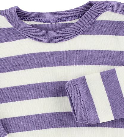 Katvig Romper - l/s - Wit/Paars Gestreept