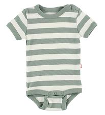 Katvig Romper - s/s - Wit/Dusty Groen Gestreept