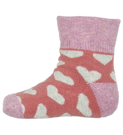 Melton Babysocken - 2er-Pack - Graumeliert/Pink m. Katzen/Sterne