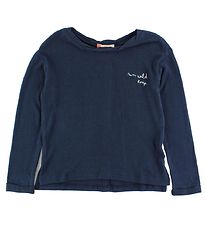 Roxy Blouse - Navy m. Tekst/Knoppen