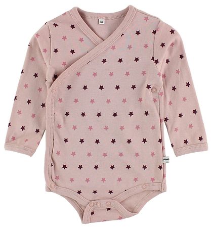 Pippi Wrap-Bodysuits - 4-Pack - Dark Purple/Pink w. Print