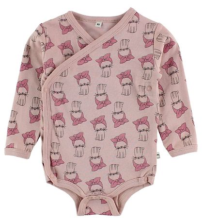 Pippi Wrap-Bodysuits - 4-Pack - Dark Purple/Pink w. Print
