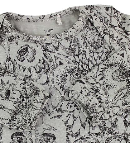 Soft Gallery Bodysuit L/S - Bob - Grey w. Owls