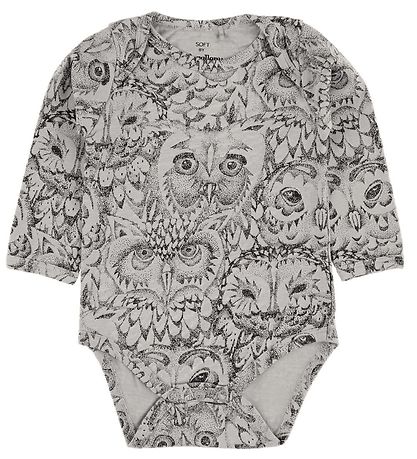 Soft Gallery Bodysuit L/S - Bob - Grey w. Owls