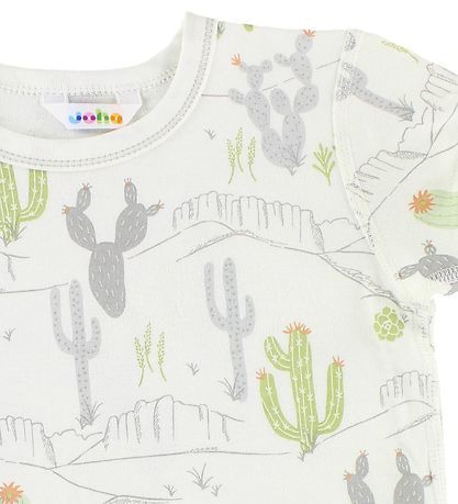 Joha T-shirt - Bamboo - Ivory w. Cactus Print