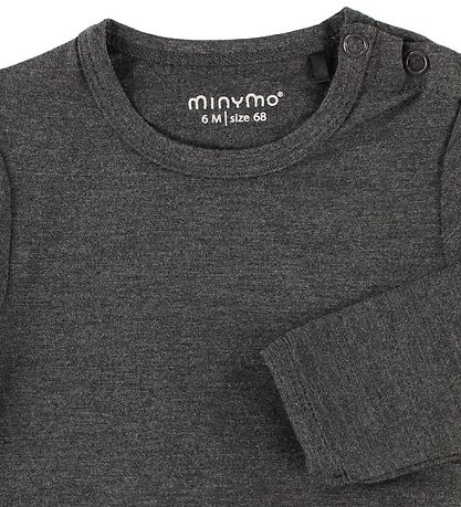 Minymo Bodysuit l/s - Bamboo - Charcoal Grey