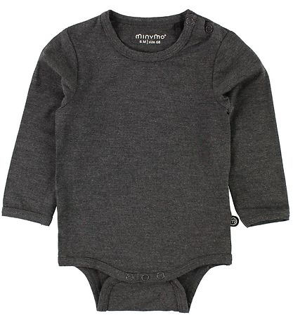 Minymo Bodysuit l/s - Bamboo - Charcoal Grey
