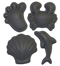 Scrunch Sandforme - 4 stk - Silikone - 6,5-10,5 cm - Mørkegrå