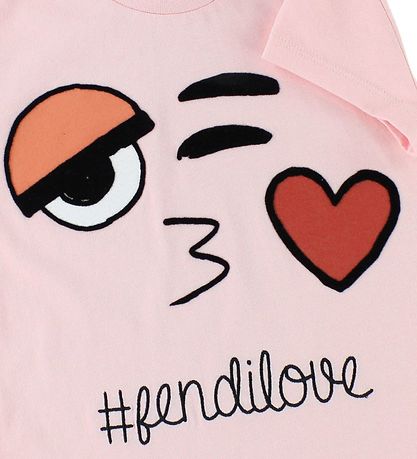 Fendi Kids Stuttermabolur - Bleikt M. Andlit
