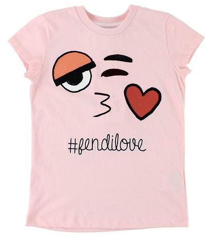 Fendi Kids Stuttermabolur - Bleikt M. Andlit