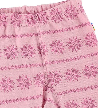 Joha Leggings w. Footies - Wool - Rose Pattern