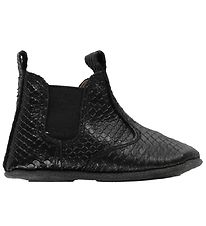 En Fant Leren Slippers - Zwart m. Slangenlook