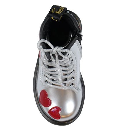 Dr. Martens Boots - 1460 T - Silver Metallic+ Bright Red/Patent