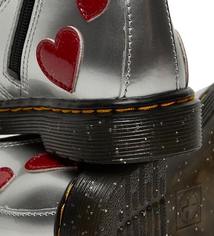 Dr. Martens Boots - 1460 T - Silver Metallic+ Bright Red/Patent