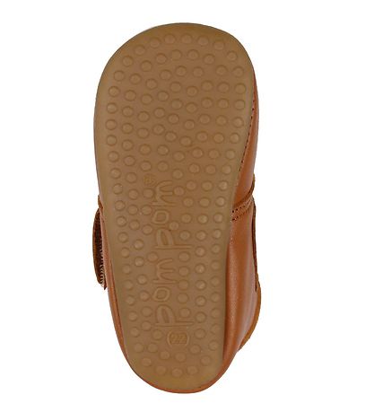 Pom Pom Soft Sole Leather Shoes - Camel