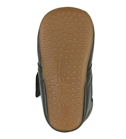 Pom Pom Soft Sole Leather Shoes - Green