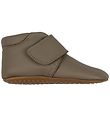 Pom Pom Soft Sole Leather Shoes - Velcro - Taupe