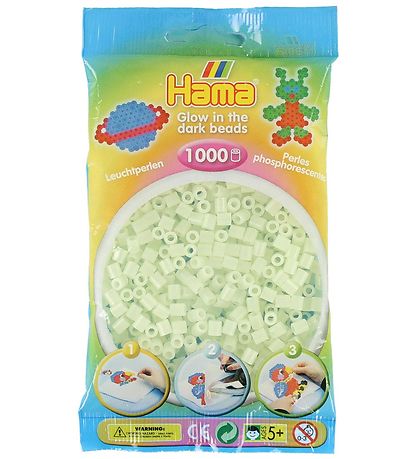 Hama Midi Beads - 1000 pcs - 55 Glow-In-The-Dark Green