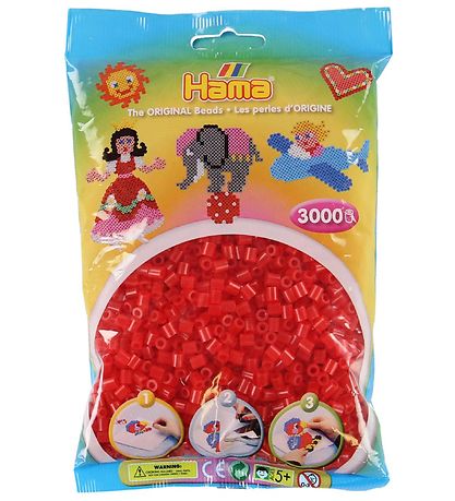 Hama Midi Beads - 3000 pcs - 13 Transparent Red