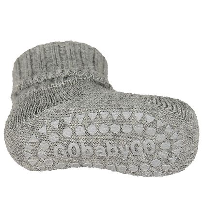 GoBabyGo Socks - Non-Slip - Wool - Grey Melange
