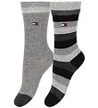 Tommy Hilfiger Socks - 2-Pack - Stripe - Black Striped/Gråmeler