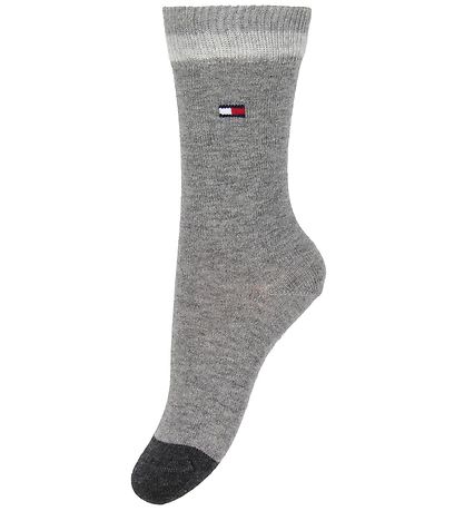 Tommy Hilfiger Sukat - 2 kpl - Stripe - Musta raidallinen/Gråmel
