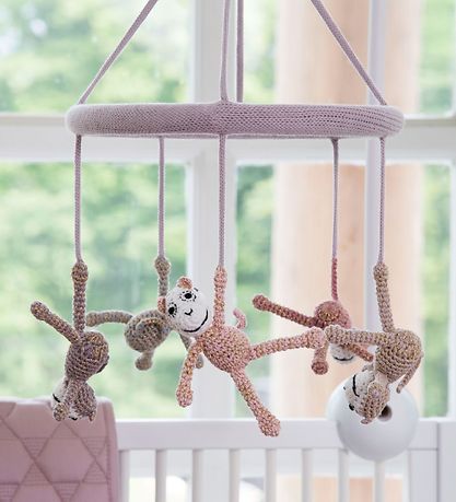 Smallstuff Baby Mobile - Monkeys - Rose/Glitter