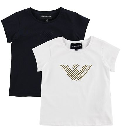 Emporio Armani Stuttermabolur - Stuttermabolur - Dökkblátt/Hvítu