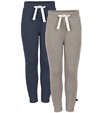 Minymo Sweatpants - 2-pack - Ljus Brunmelerad/Blåmelerad