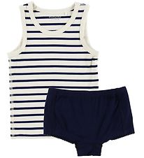 Minymo Underwear Set - Bamboo - White/Navy Striped