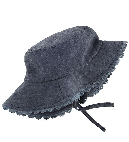 Melton Bucket Hat - UV30 - Denim w. Lace