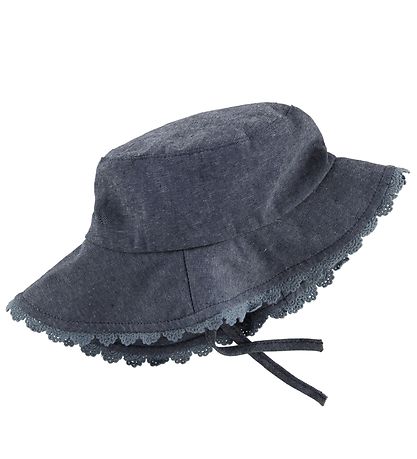 Melton Bucket Hat - UV30 - Denim w. Lace