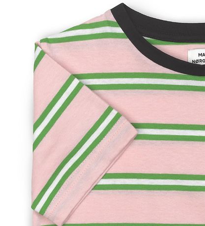 Mads Nørgaard T-shirt - Trolino - Pink/Green Striped