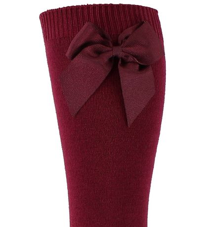 Condor Knee-High Socks w. Bow - Bordeaux