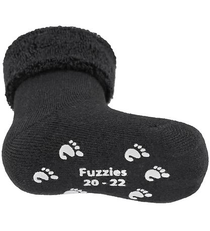 Fuzzies Baby Socks w. Anti-Slip - Charcoal grey