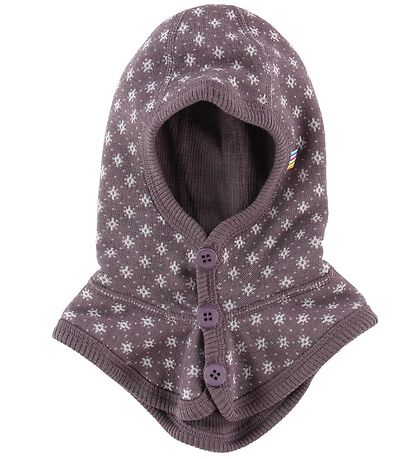 Joha Balaclava - Double Layer - Wool - Dark Purple/Pattern