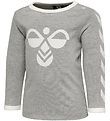 Hummel Long Sleeve Top - HMLFlipper - Melange Grey w. Logo