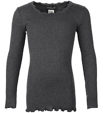 Rosemunde Blouse - Rib - Grey Melange w. Lace