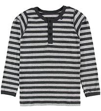 Say-So Blouse w. Buttons - Grey Striped