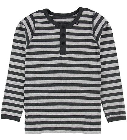 Say-So Blouse w. Buttons - Grey Striped