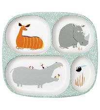 Petit Jour Paris 4-Room Plate - Melamine - White w. Animals