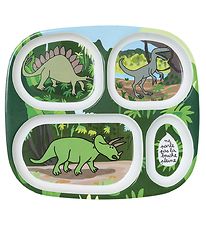 Petit Jour Paris 4-Room Plate - Melamine - Green w. Dinosaur