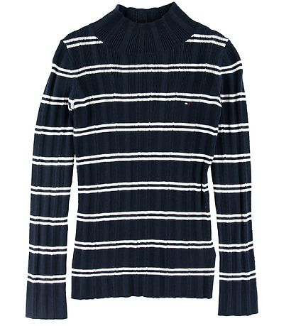 Tommy Hilfiger Blouse w. Turtleneck - Navy/White Striped